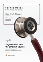 6sense Paeds (Maroon), Steel Finish Stethoscope