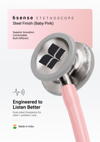 6sense (Baby Pink), Steel Finish Stethoscope