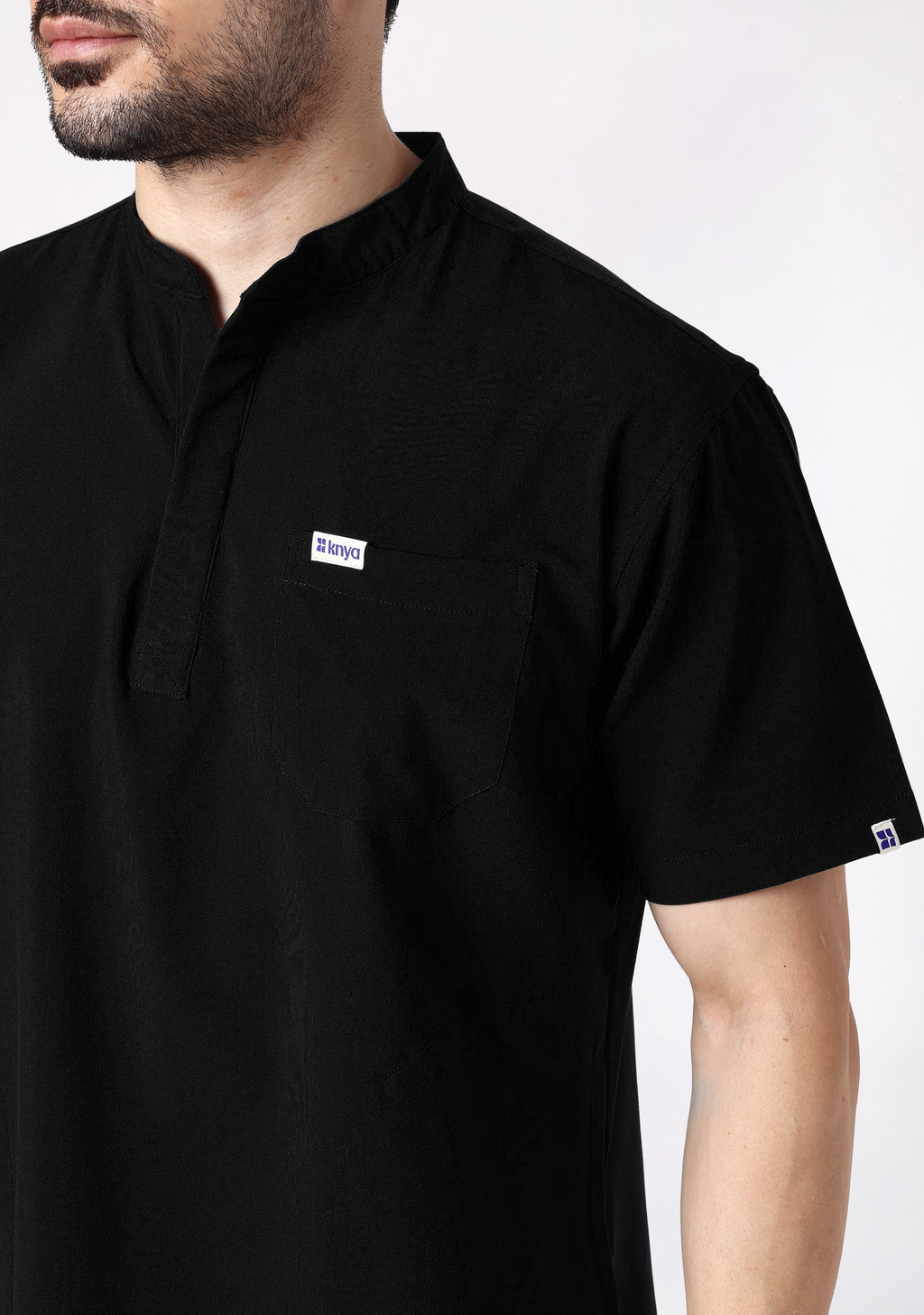 Ecoflex Men's Mandarin Collar (Black) Scrubs