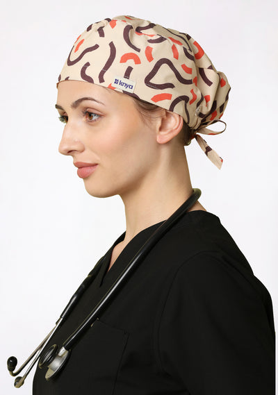 Printed Unisex (Swirl-Beige) Scrub Cap