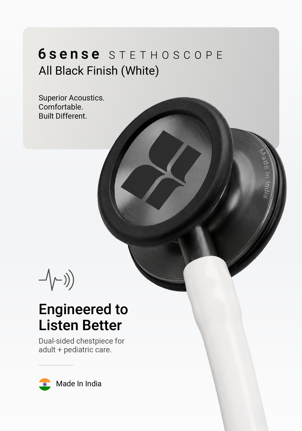 6sense (White), All Black Finish Stethoscope
