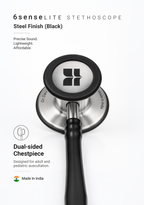 6sense Lite (Black), Steel Finish Stethoscope