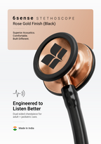 6sense (Black), Rose Gold Finish Stethoscope