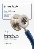 6sense Paeds (Navy Blue), Steel Finish Stethoscope