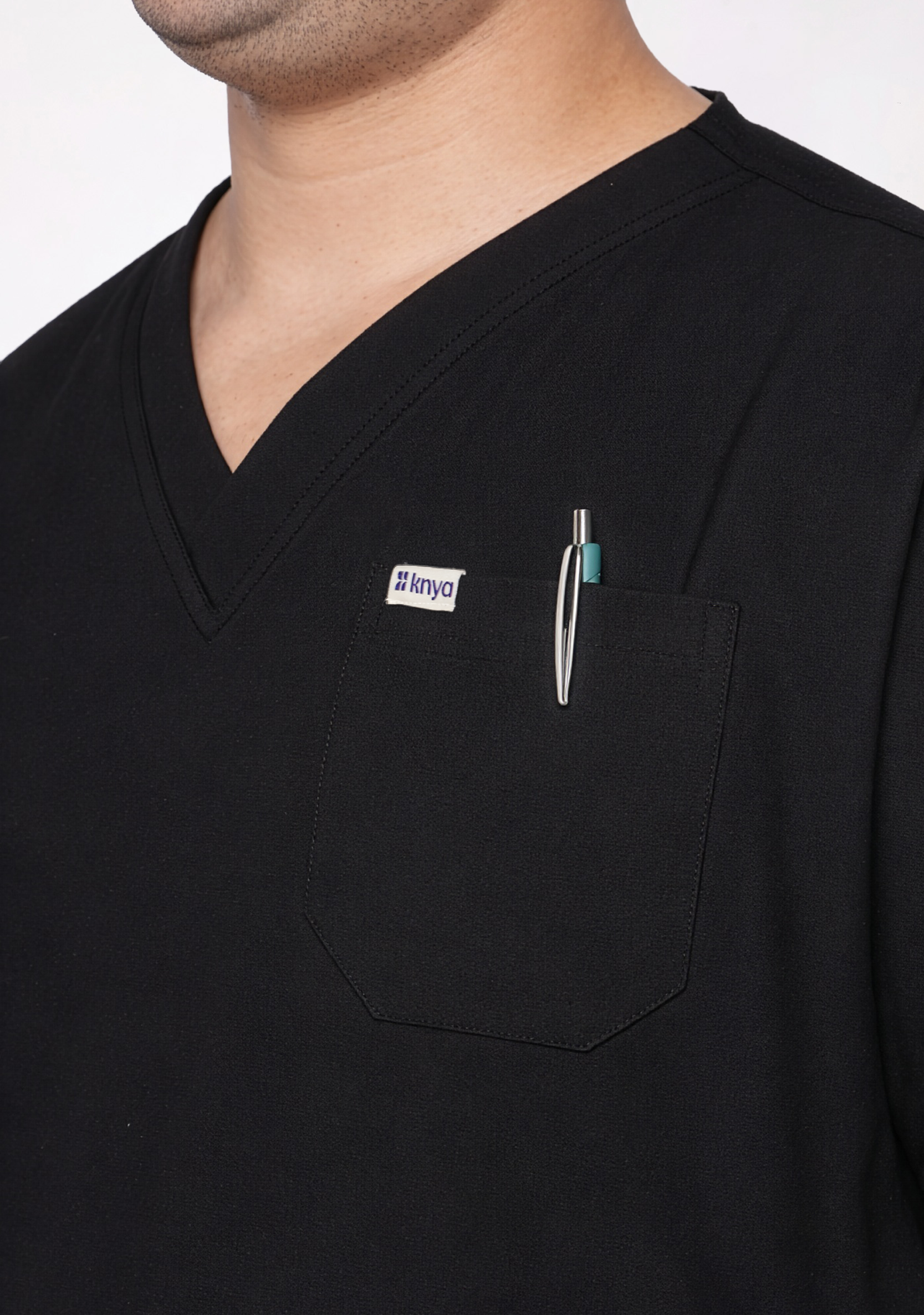 ecoflex™ Men's V-Neck (Black) Plus Size Scrub