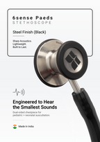 6sense Paeds (Black), Steel Finish Stethoscope