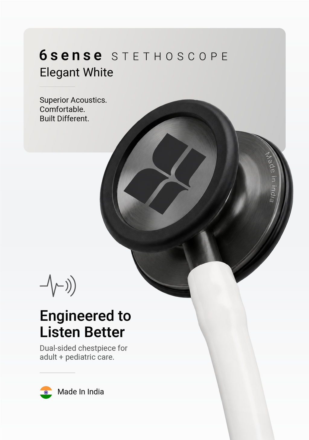 6sense (Elegant White) Stethoscope
