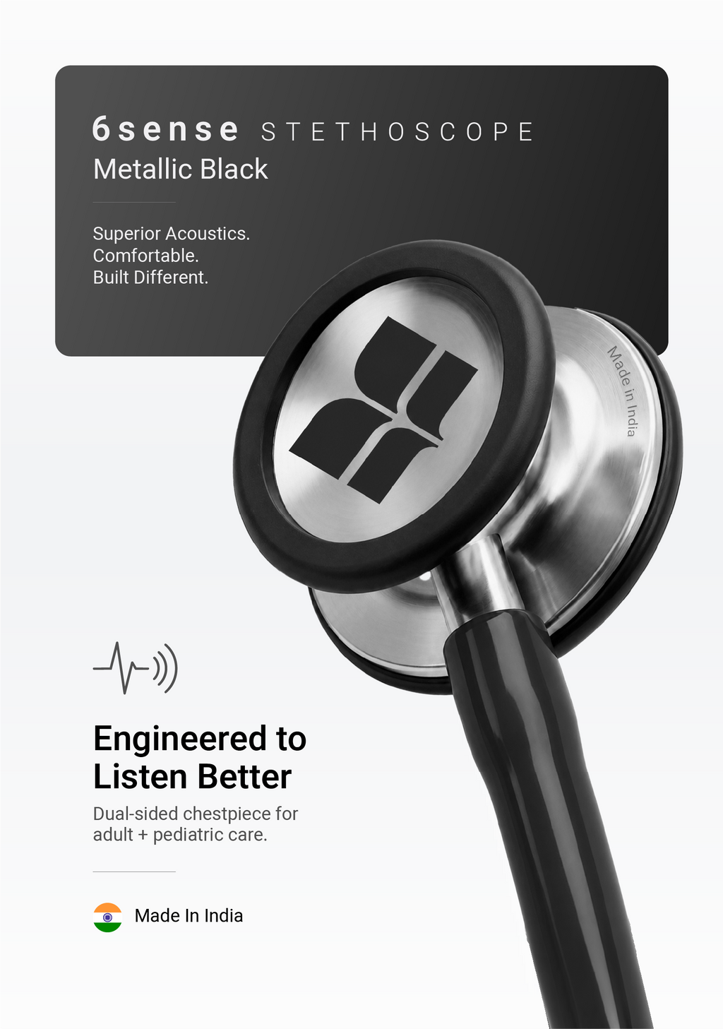 6sense (Black) Stethoscope