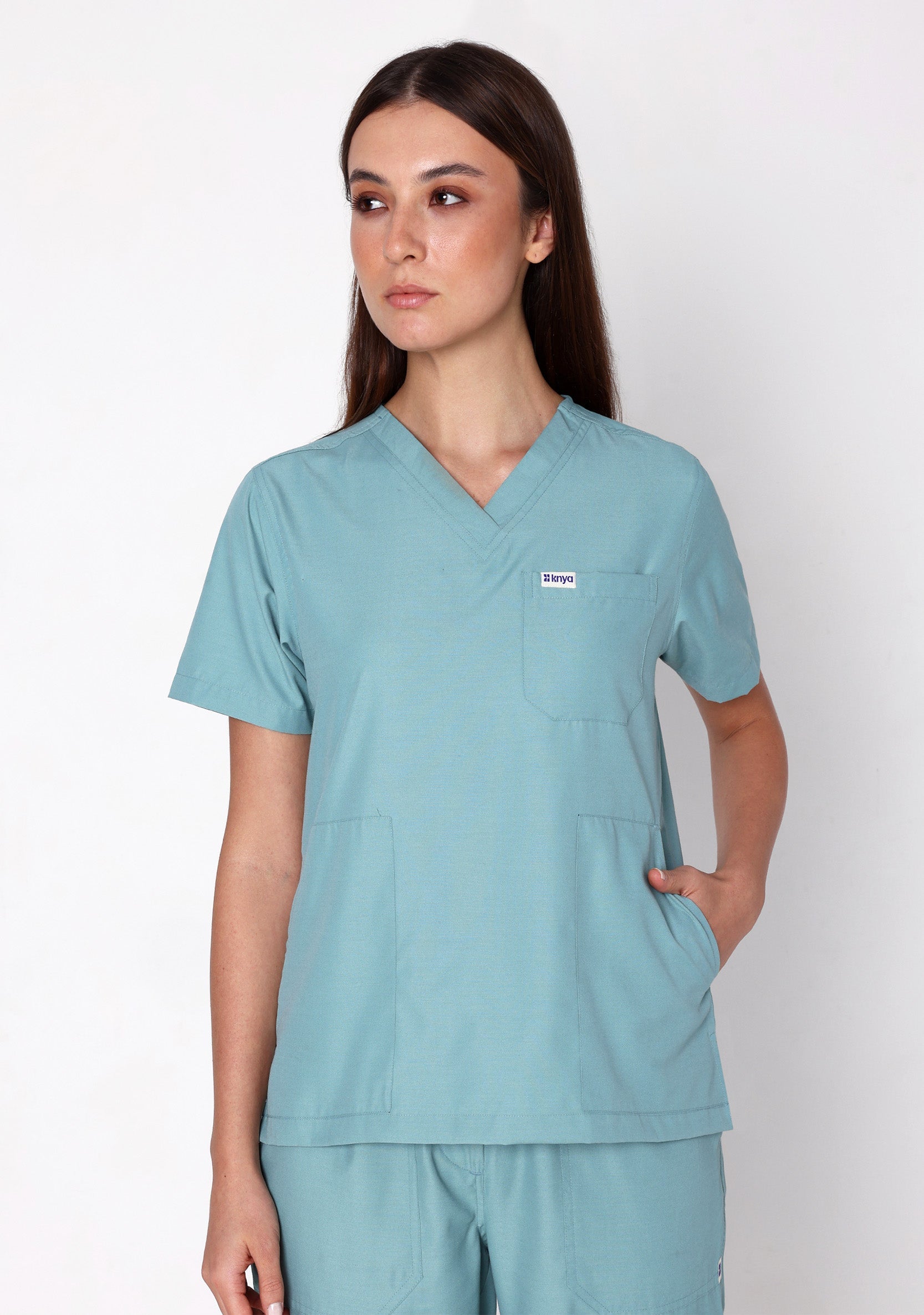 Classic Women's V-Neck (Eucalyptus) Plus Size Scrub