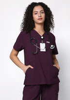 ecoflex™ Women's V-Neck (Wine) Plus Size Scrub