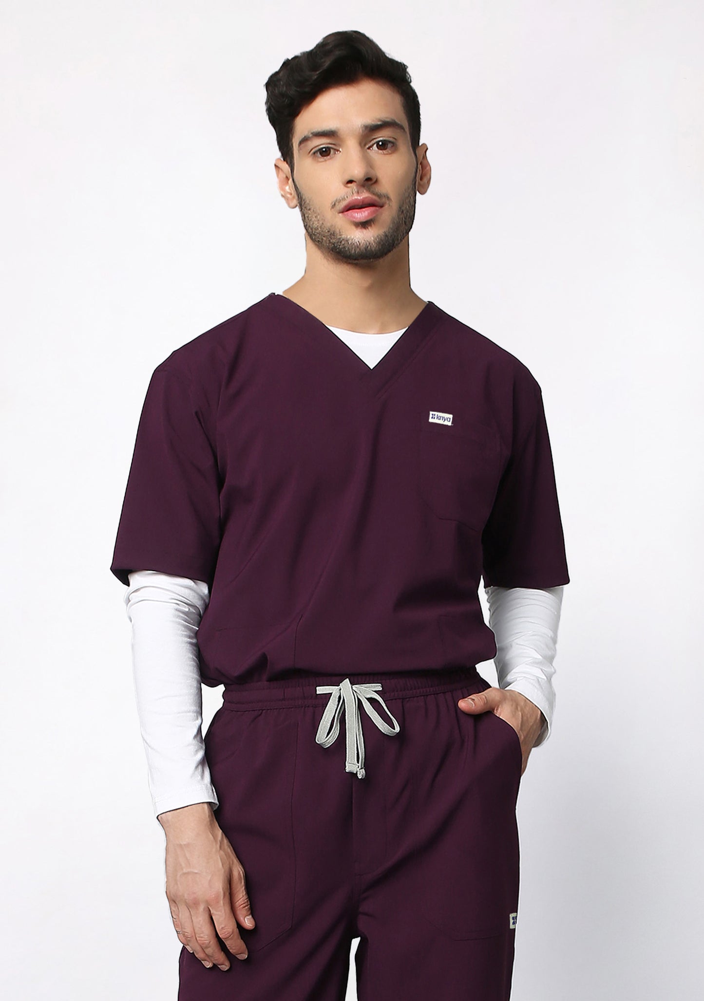 Ecoflex Men's V-Neck (Wine) Plus Size Scrub