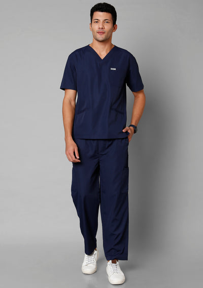 Classic Men's 4 Pocket (Navy Blue) Scrub Top