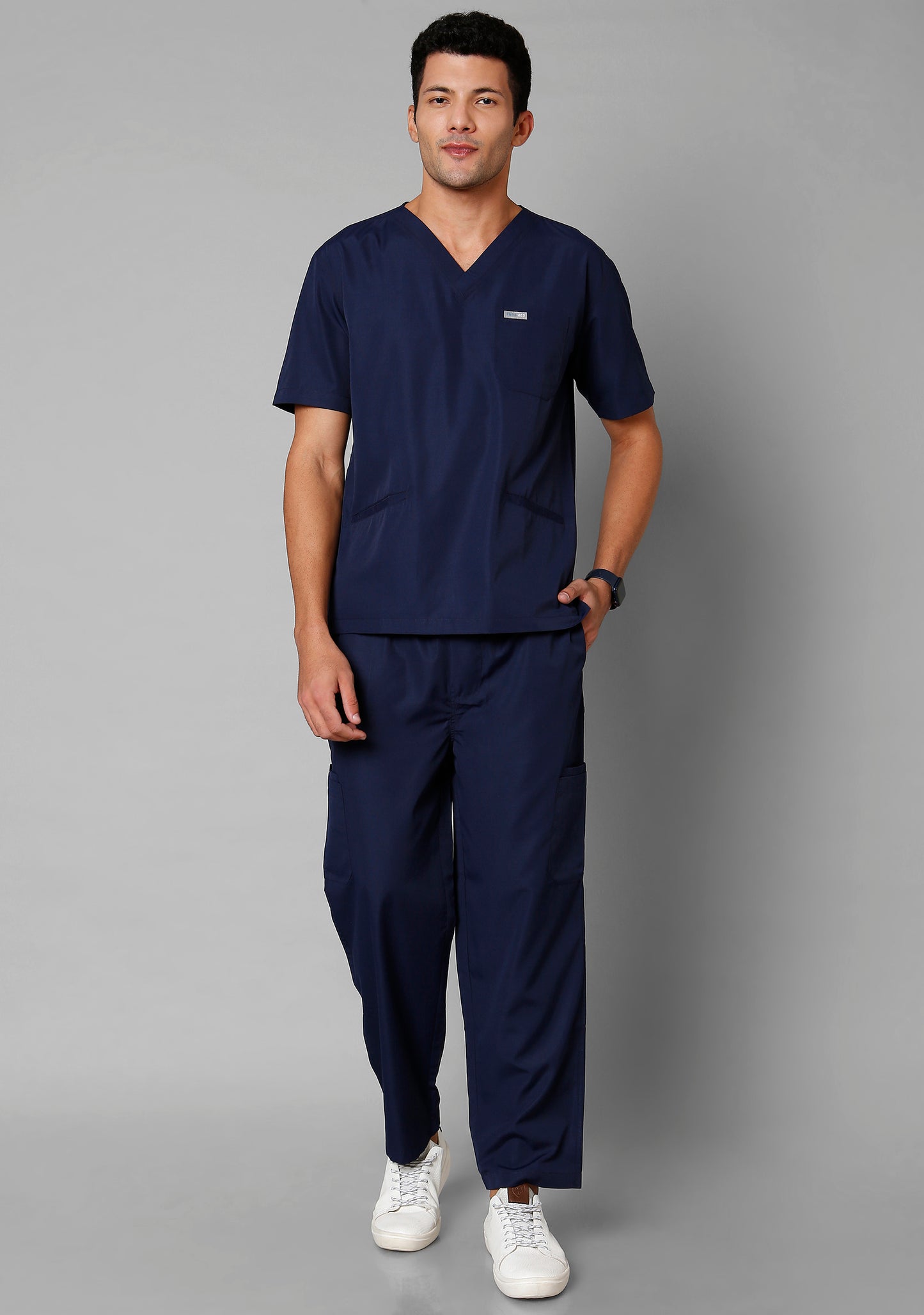 Classic Men's 4 Pocket (Navy Blue) Scrub Top