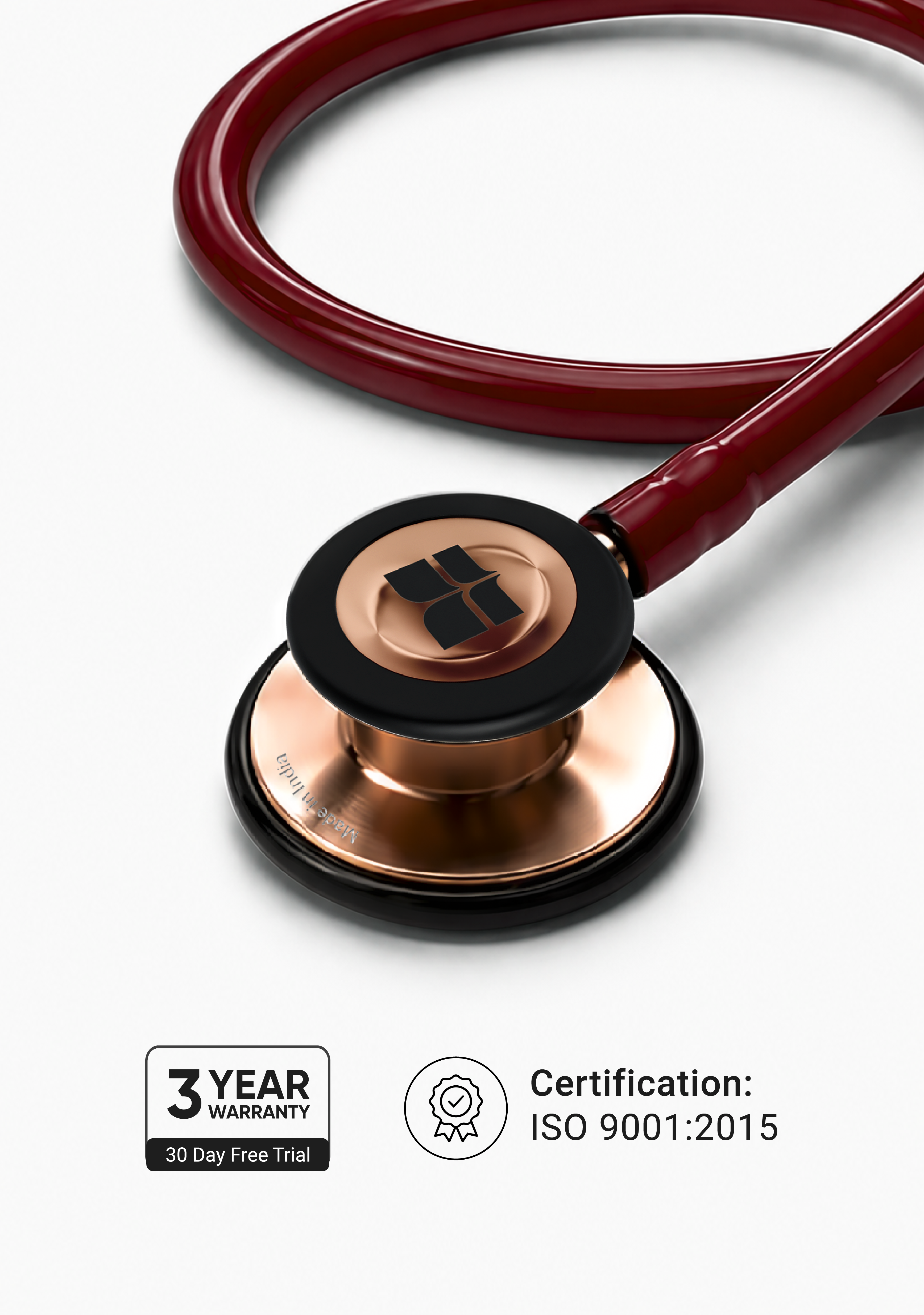 6sense (Maroon), Rose Gold Finish Stethoscope