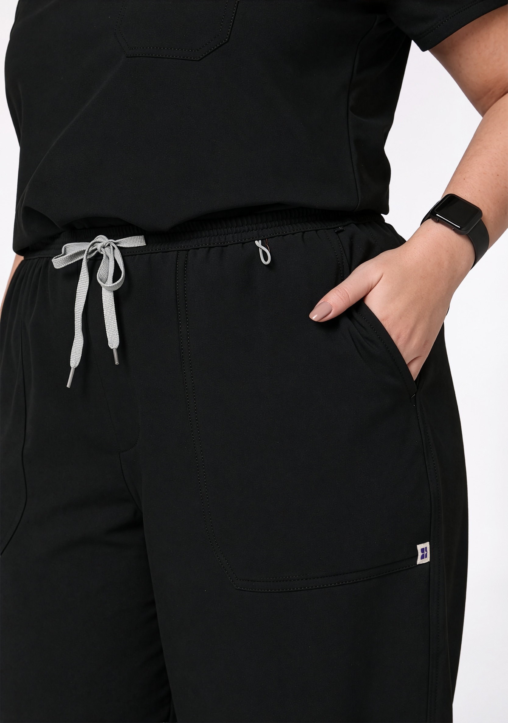 ecoflex™ Women's V-Neck (Black) Plus Size Scrub