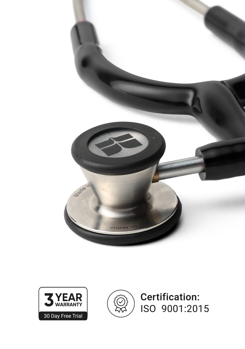 6sense Paeds (Black), Steel Finish Stethoscope
