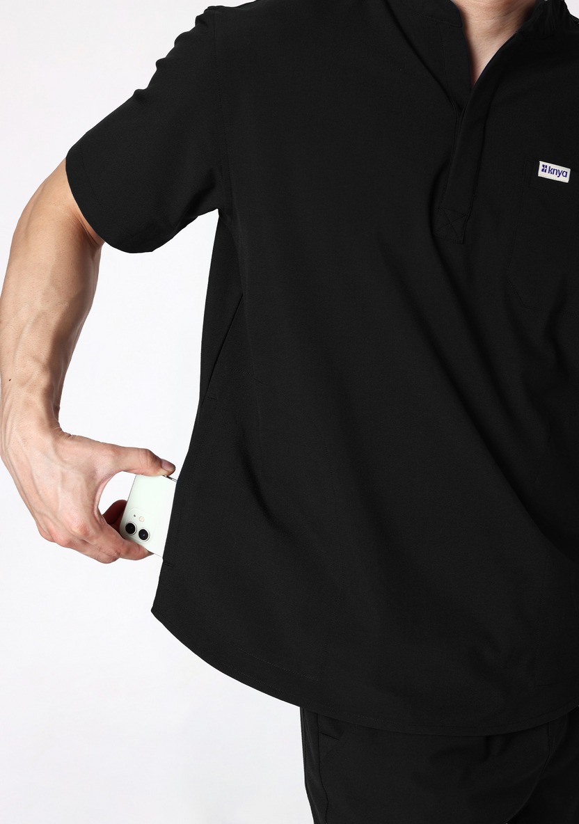 ecoflex™ Men's Mandarin Collar (Black) Scrubs