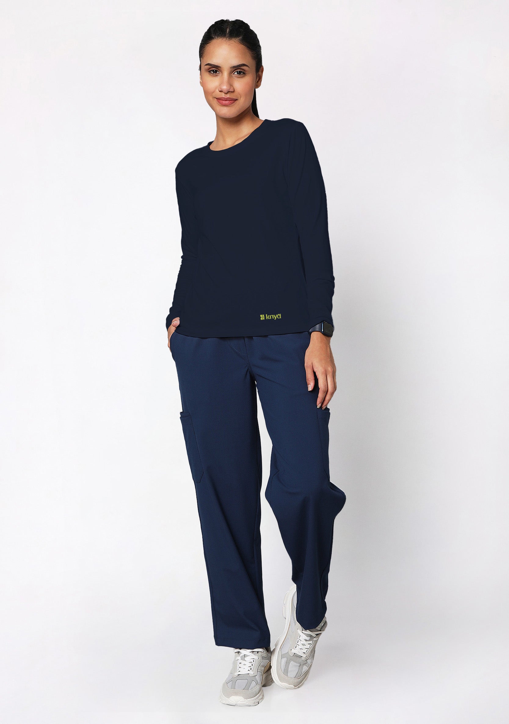 Supersoft Women's L/S (Navy) Plus Size Underscrub