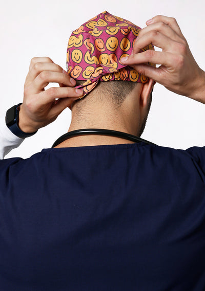 Printed Unisex (Smiley) Scrub Cap - Pack of 2