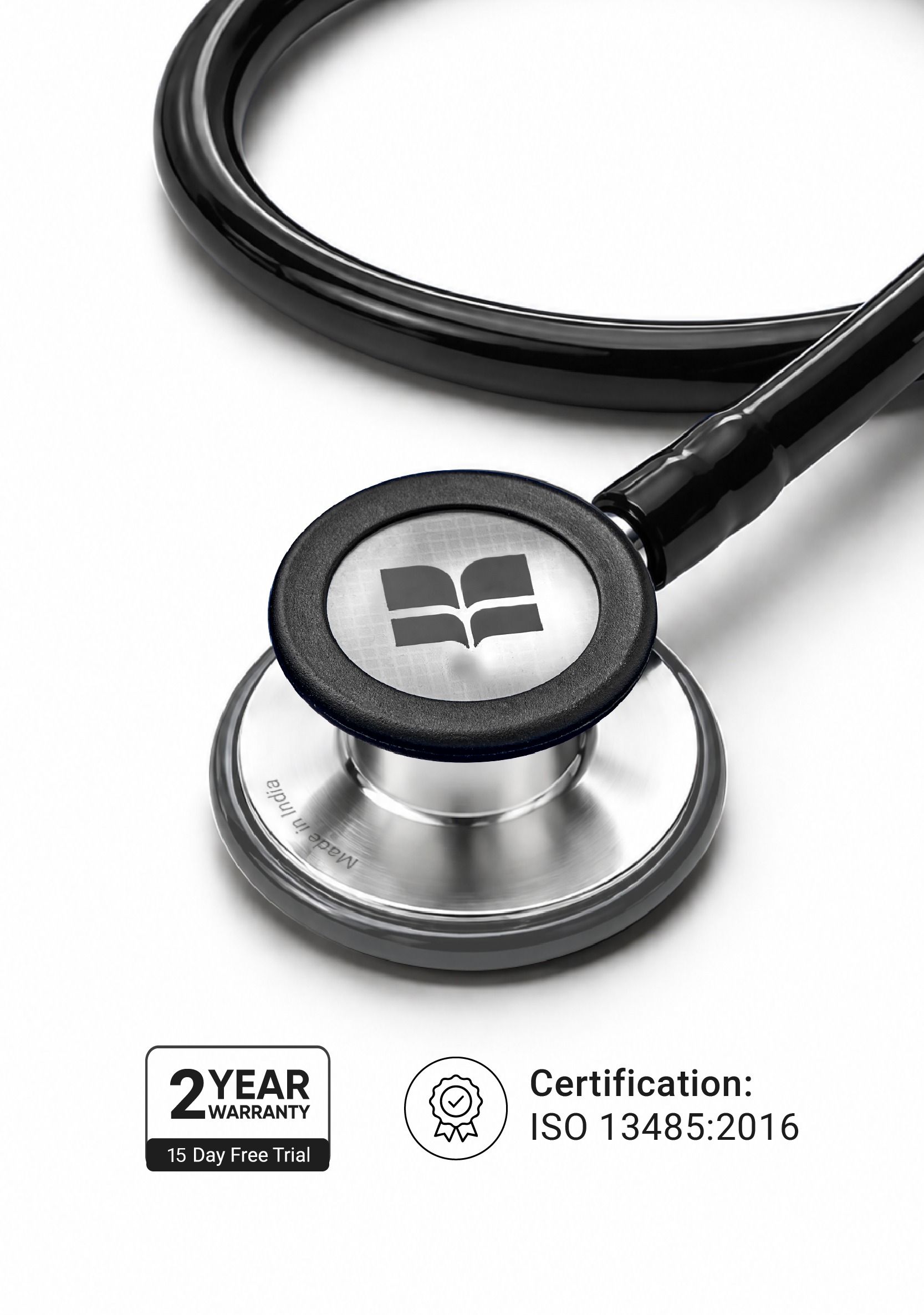 6sense Lite (Black), Steel Finish Stethoscope