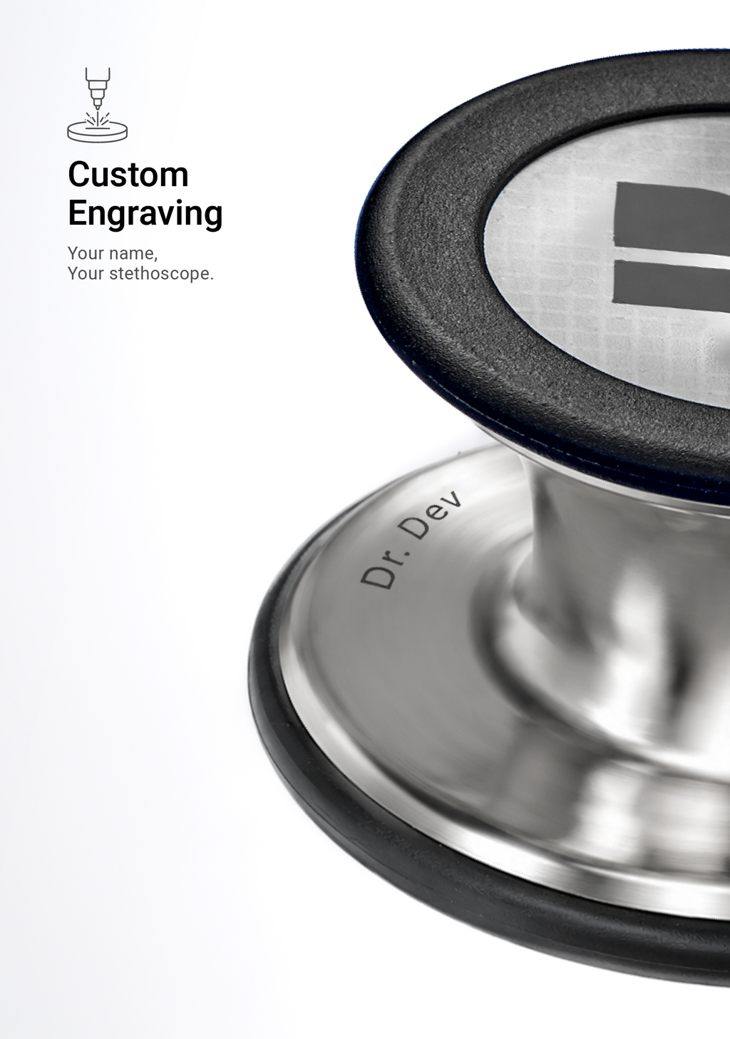 6sense Lite (Black), Steel Finish Stethoscope