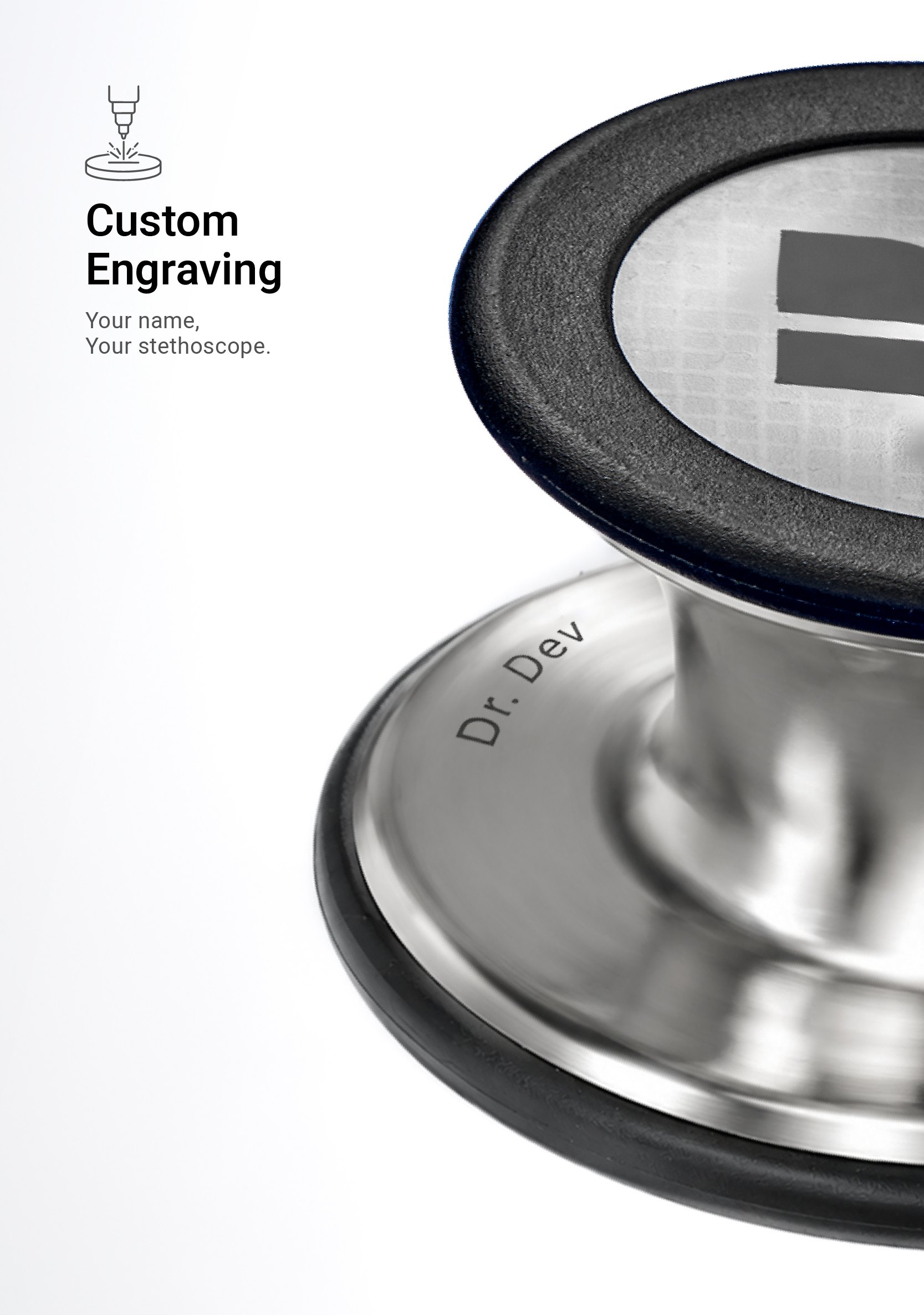 6sense Lite (Black), Steel Finish Stethoscope