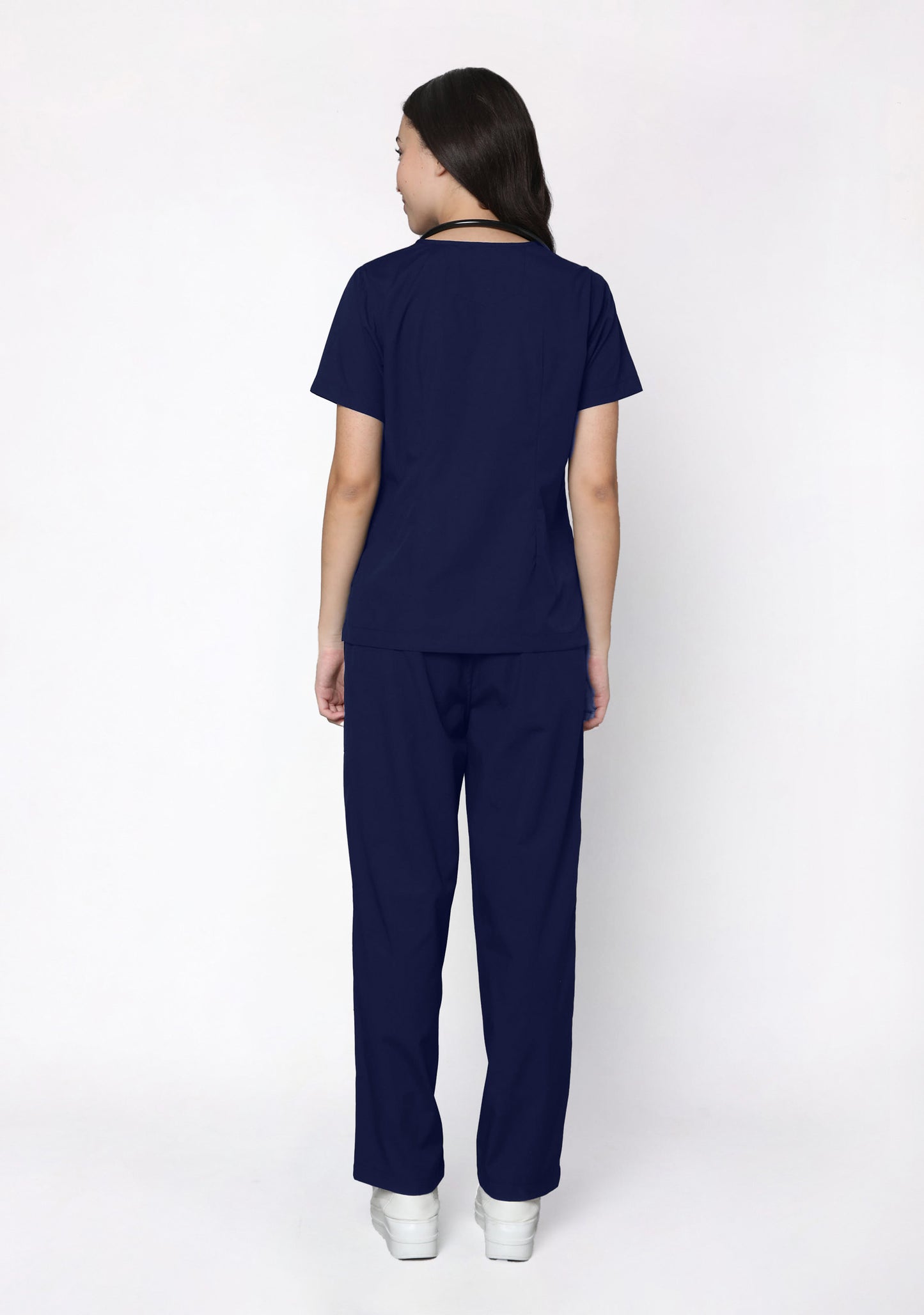 Classic Women's V-Neck (Navy Blue) Scrub