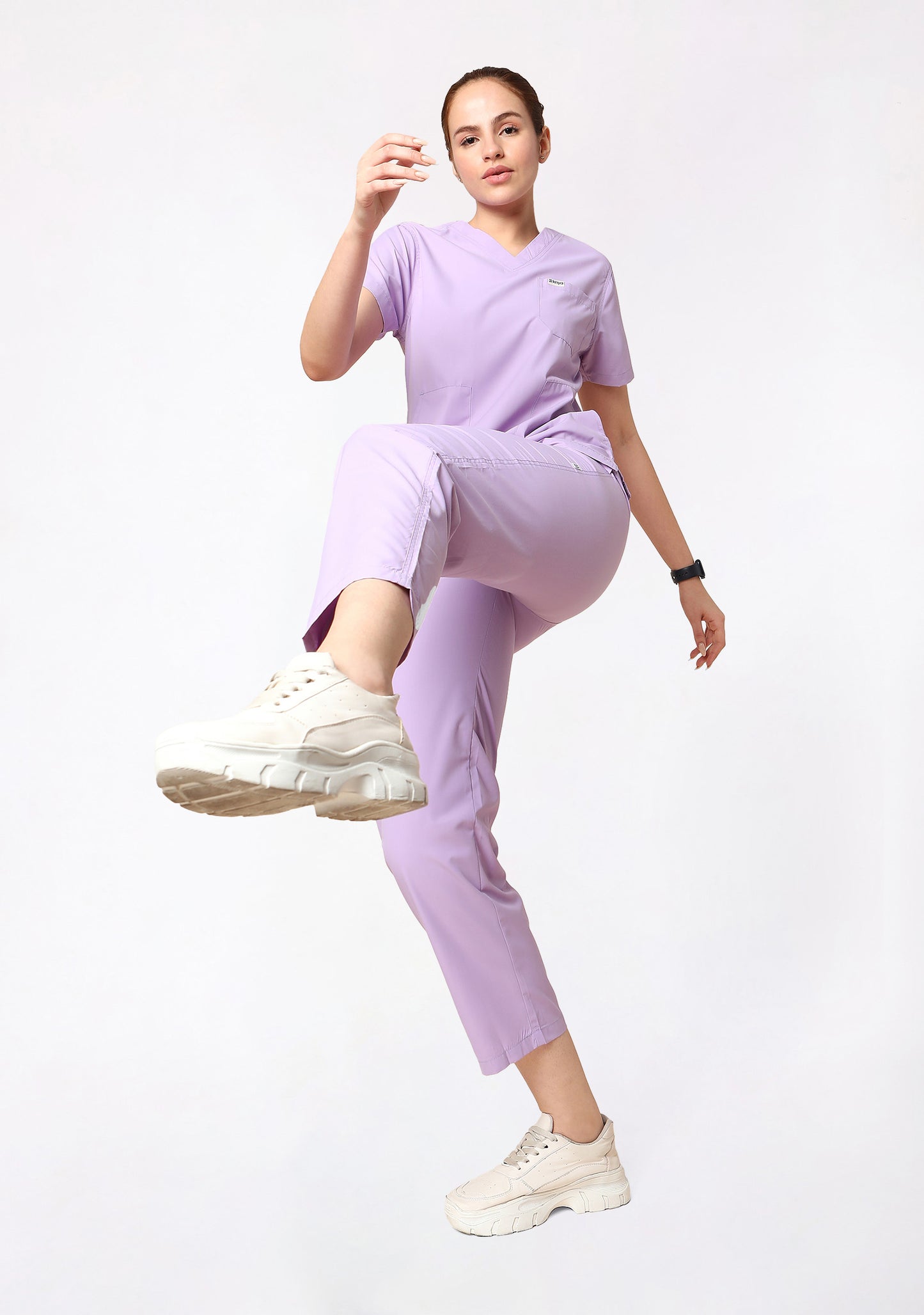 Classic Women's V-Neck (Pastel Lilac) Plus Size Scrub