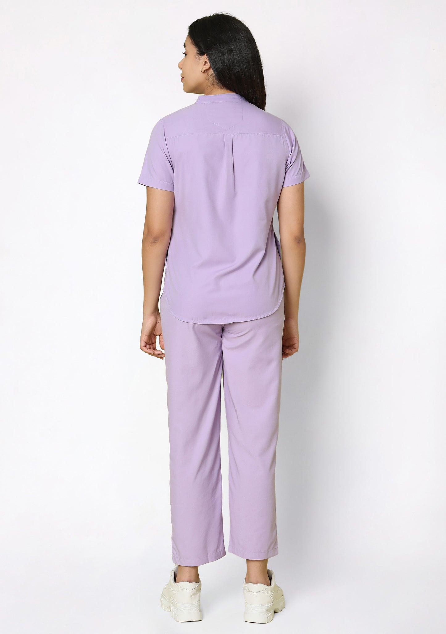 Classic Women's Mandarin Collar (Pastel Lilac) Plus Size Scrub