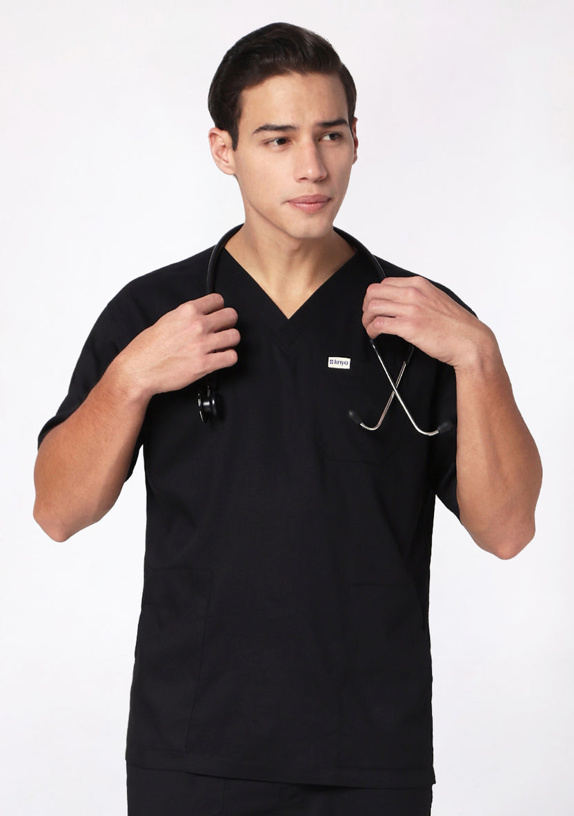 ecoflex™ Men's V-Neck (Black) Scrub