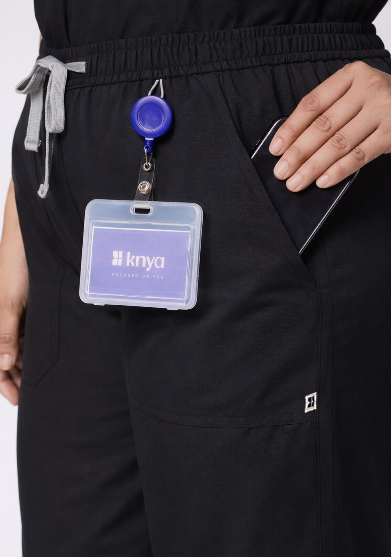 Classic Women's Mandarin Collar (Black) Plus Size Scrub