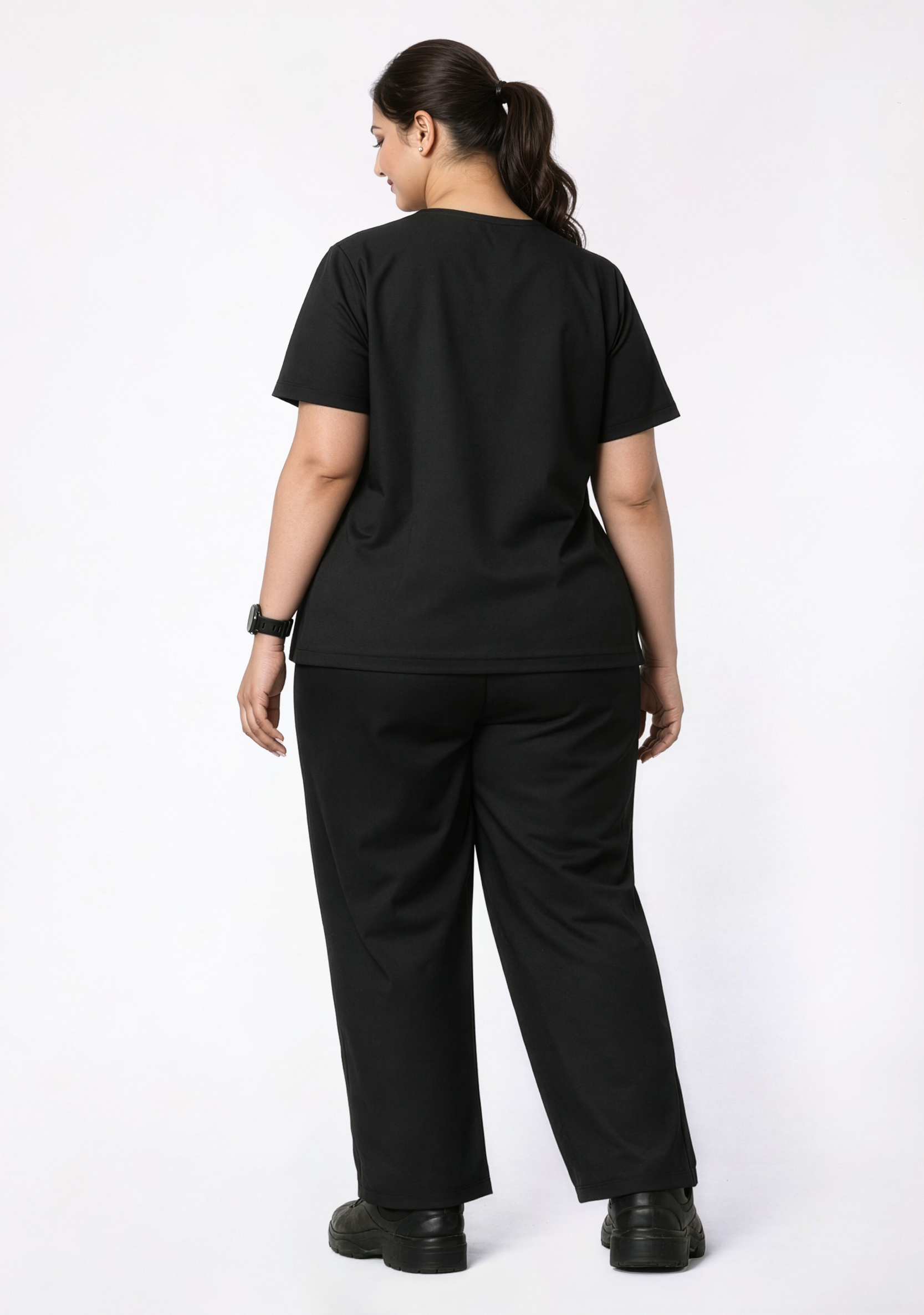 ecoflex™ Women's V-Neck (Black) Plus Size Scrub