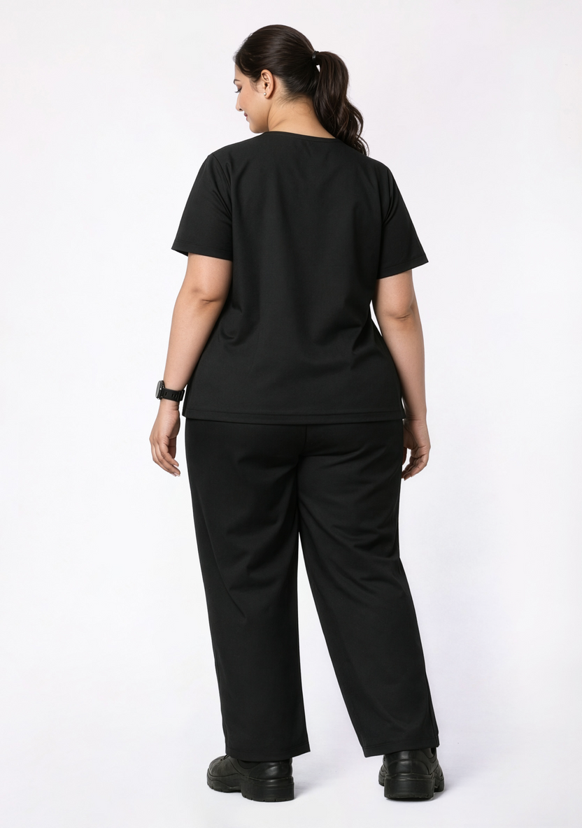 ecoflex™ Women's V-Neck (Black) Plus Size Scrub