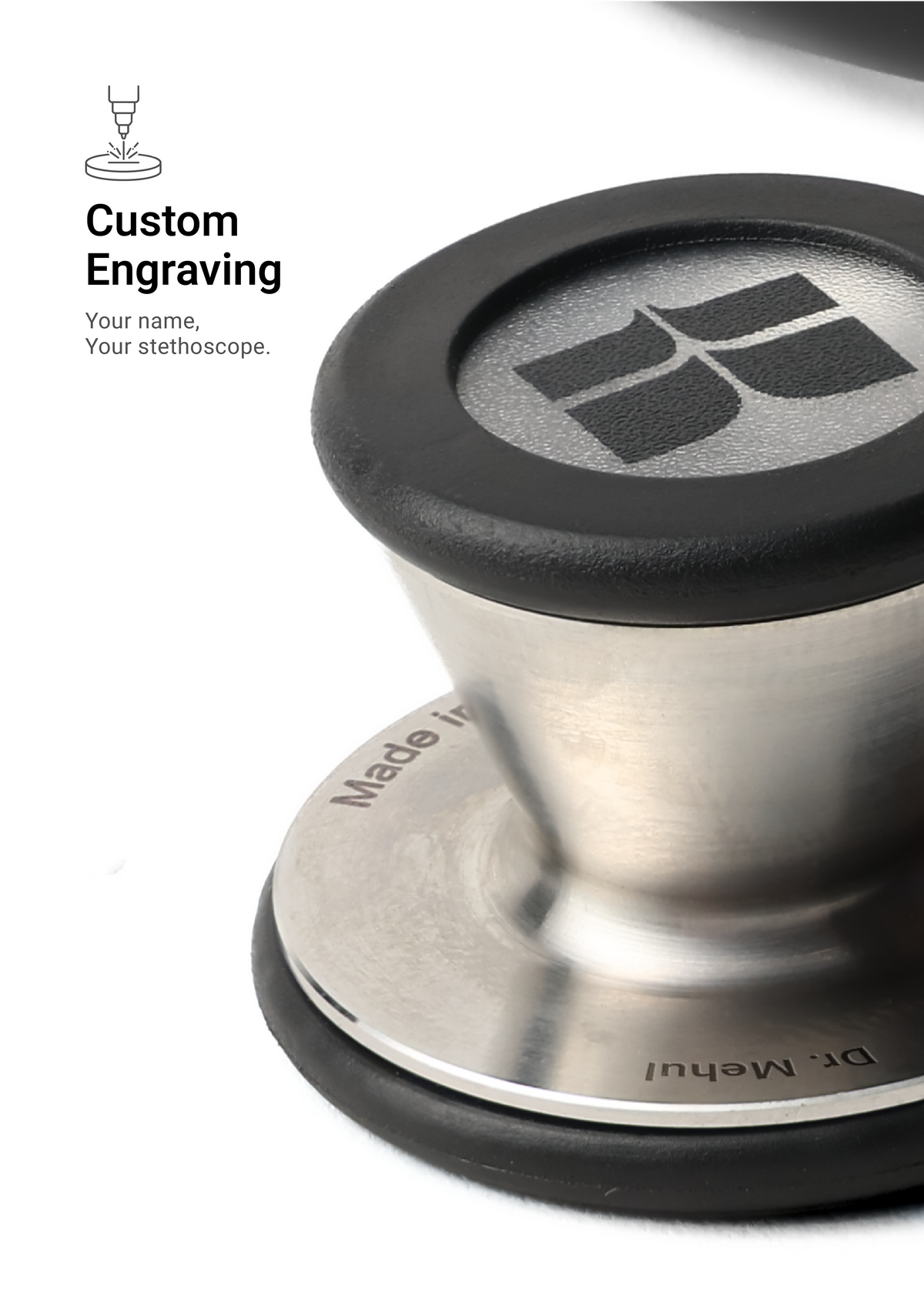 6sense Paeds (Black), Steel Finish Stethoscope
