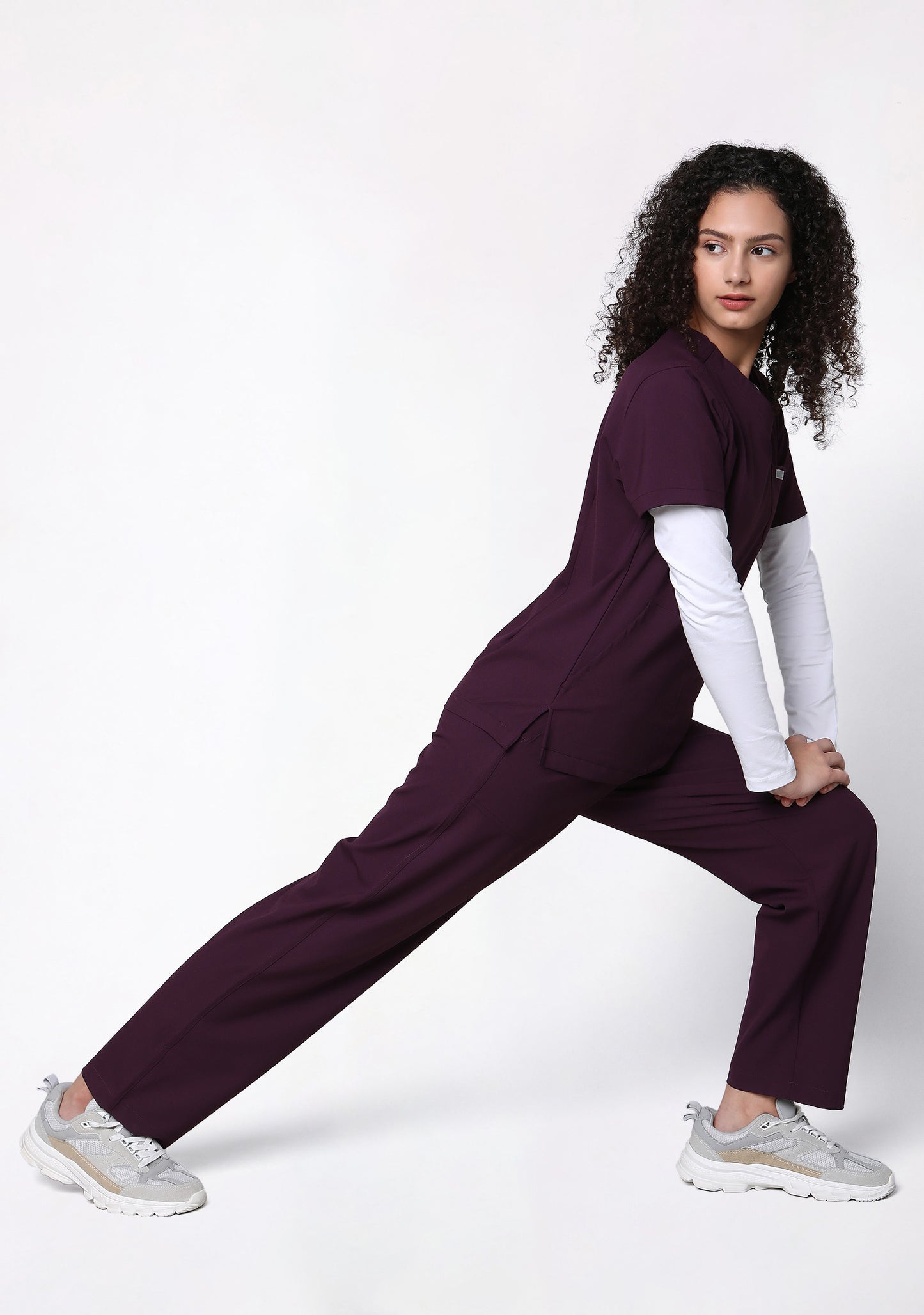 Ecoflex Women's V-neck (Wine) Active Scrub 1