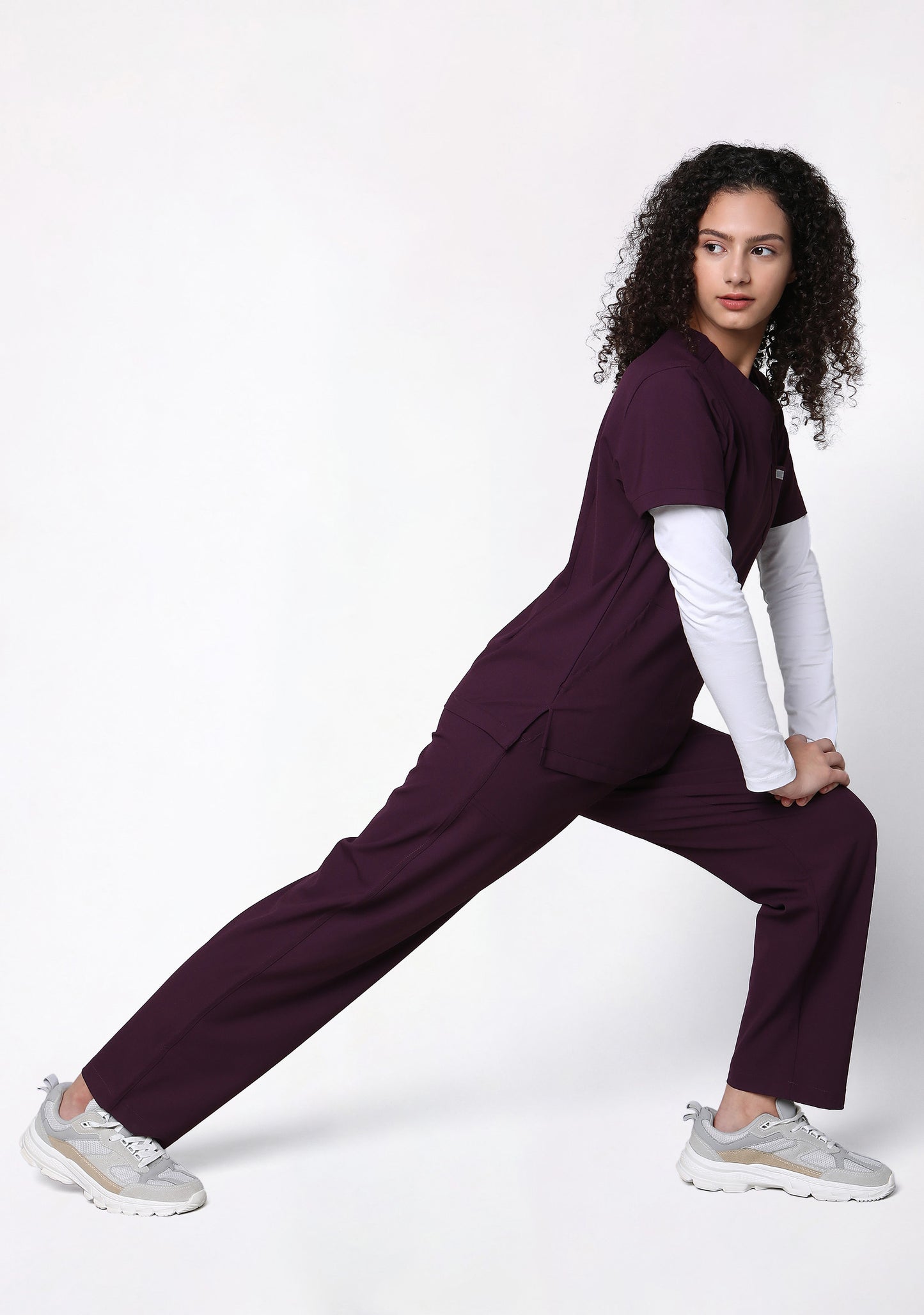 Ecoflex Women's V-Neck (Wine) Plus Size Scrub