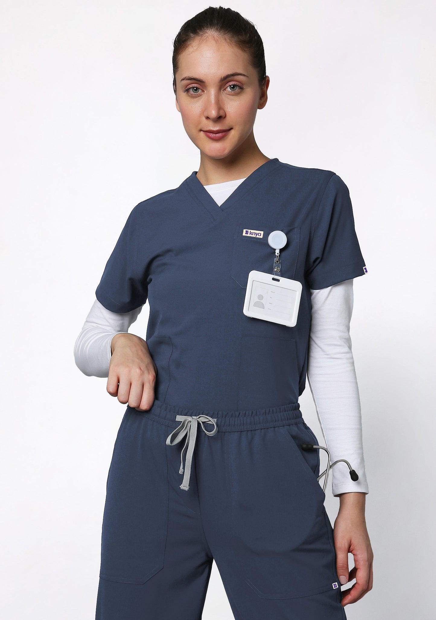 Ecoflex Women's V-neck (Steel Grey) Active Scrub 1