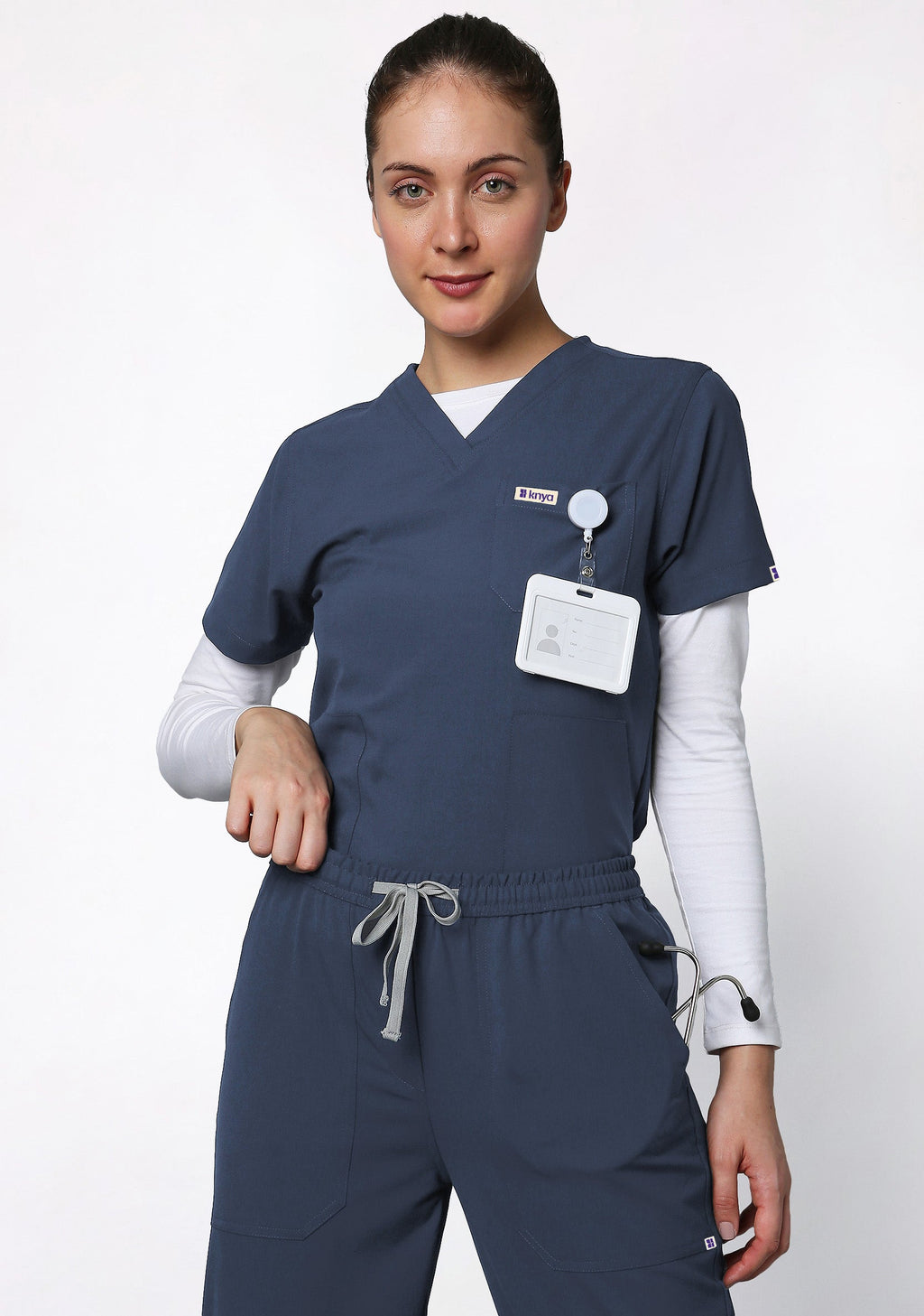 ecoflex™ Women's V-Neck (Steel Grey) Scrub.