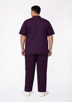 Classic Men's Mandarin Collar (Wine) Plus Size Scrub