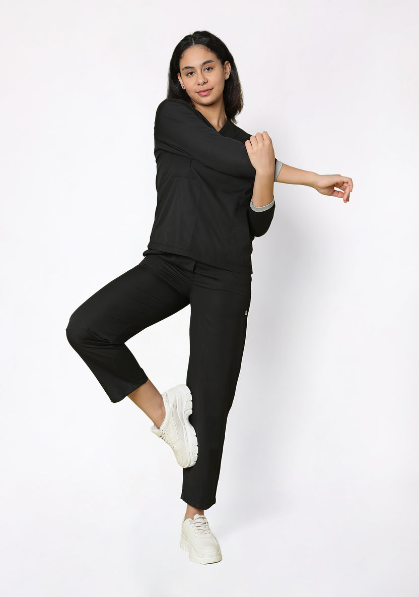 Classic Women's Longsleeves (Black) Scrub