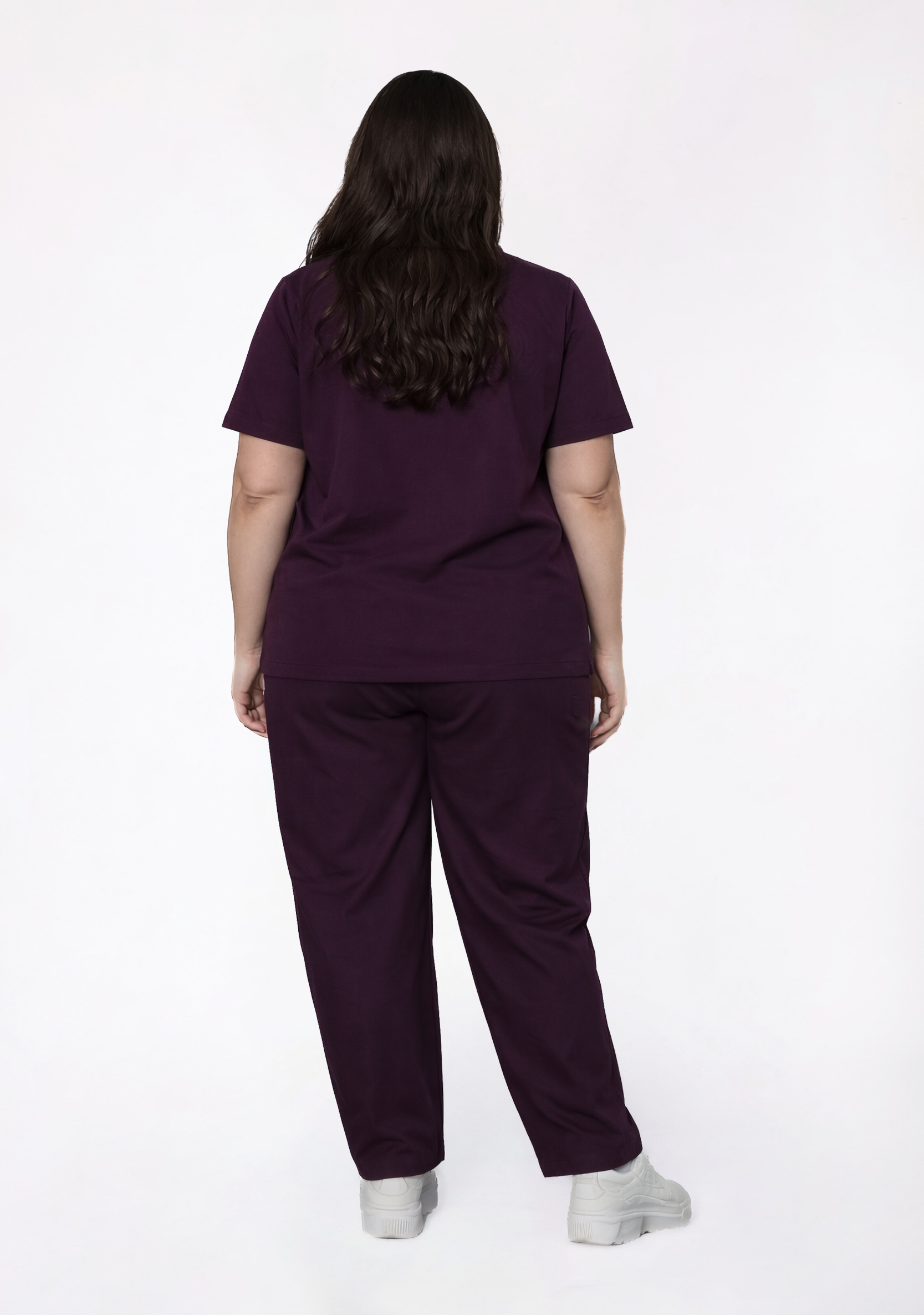 Classic Women's V-Neck (Wine) Plus Size Scrub