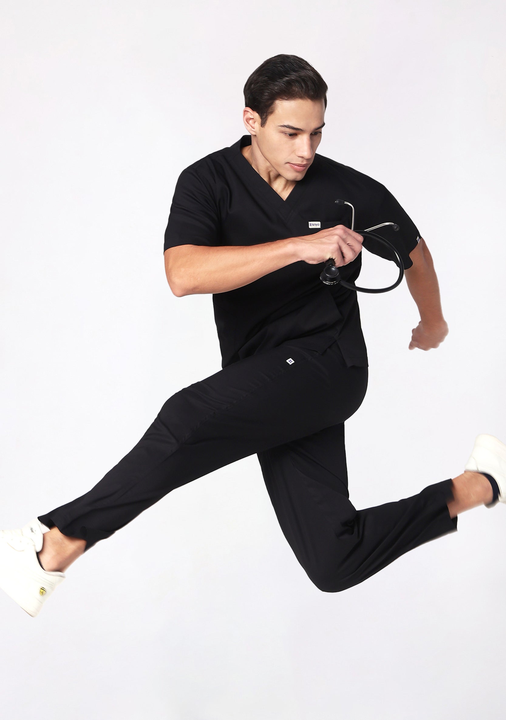 ecoflex™ Men's V-Neck (Black) Scrub.