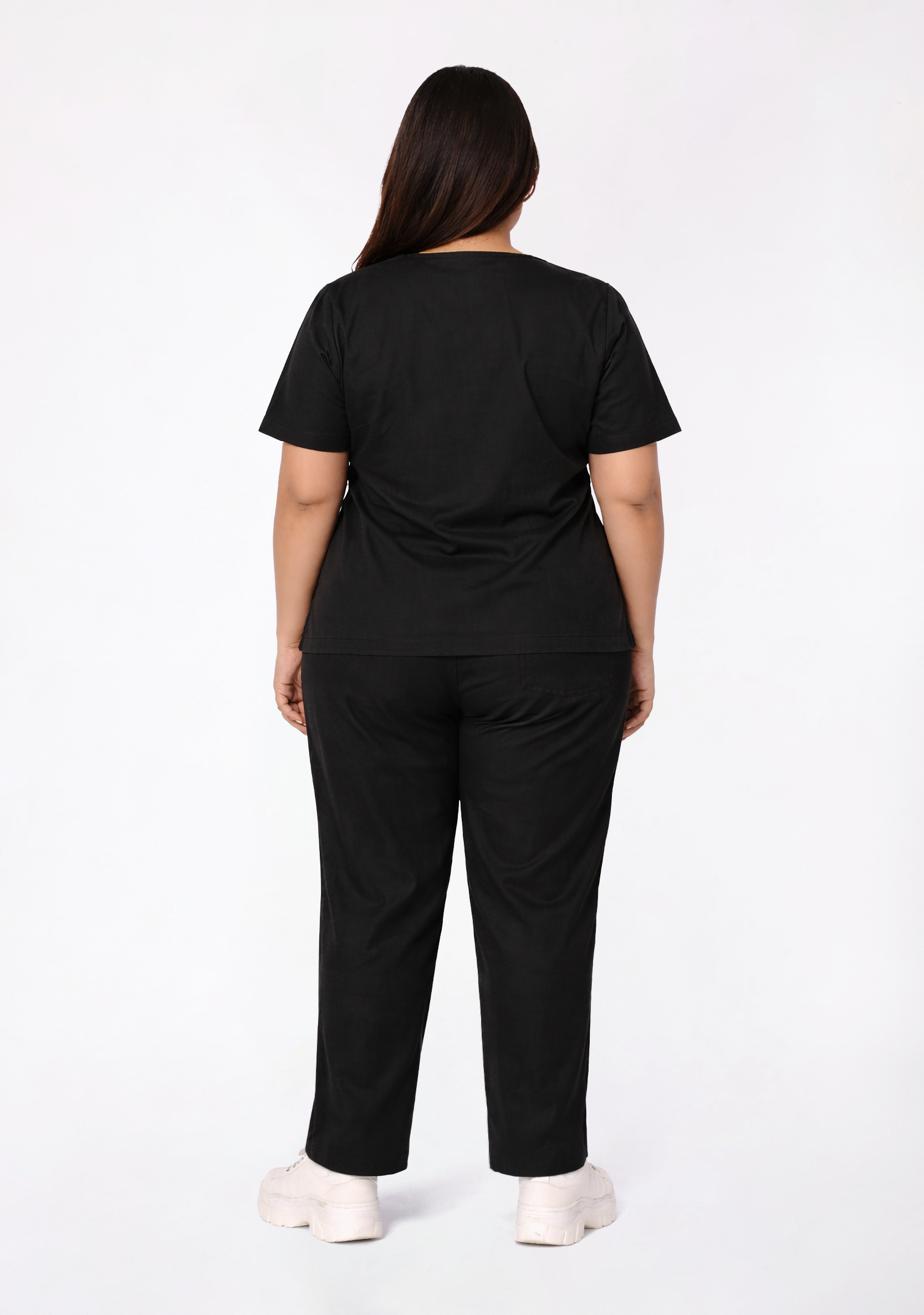 Classic Women's V-Neck (Black) Plus Size Scrub