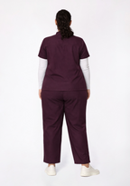 Classic Women's Mandarin Collar (Wine) Plus Size Scrub