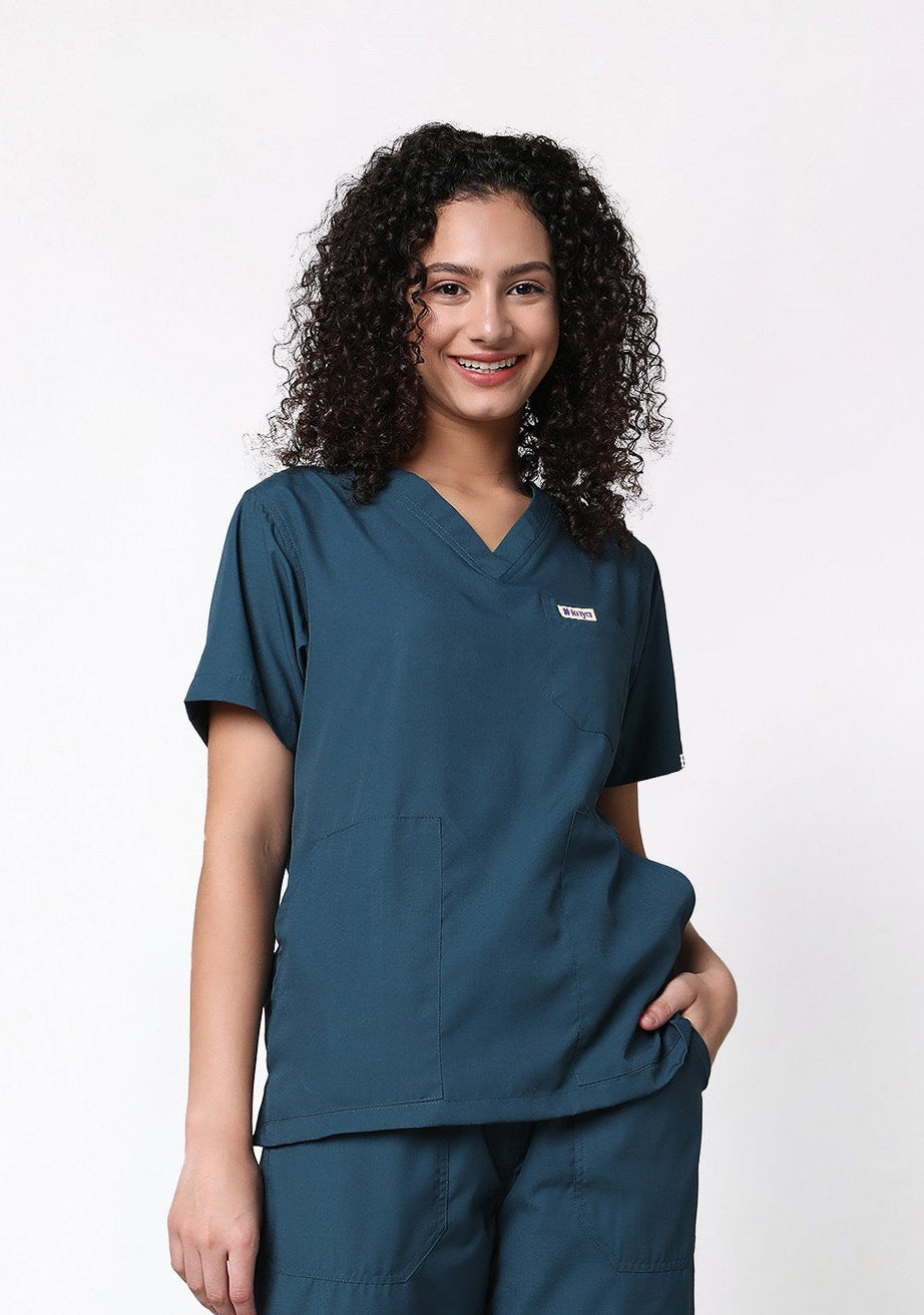 Classic Women's 3-Pocket (Forest Green) Scrub Top