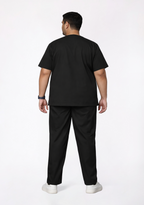 Classic Men's V-Neck (Black) Plus Size Scrub