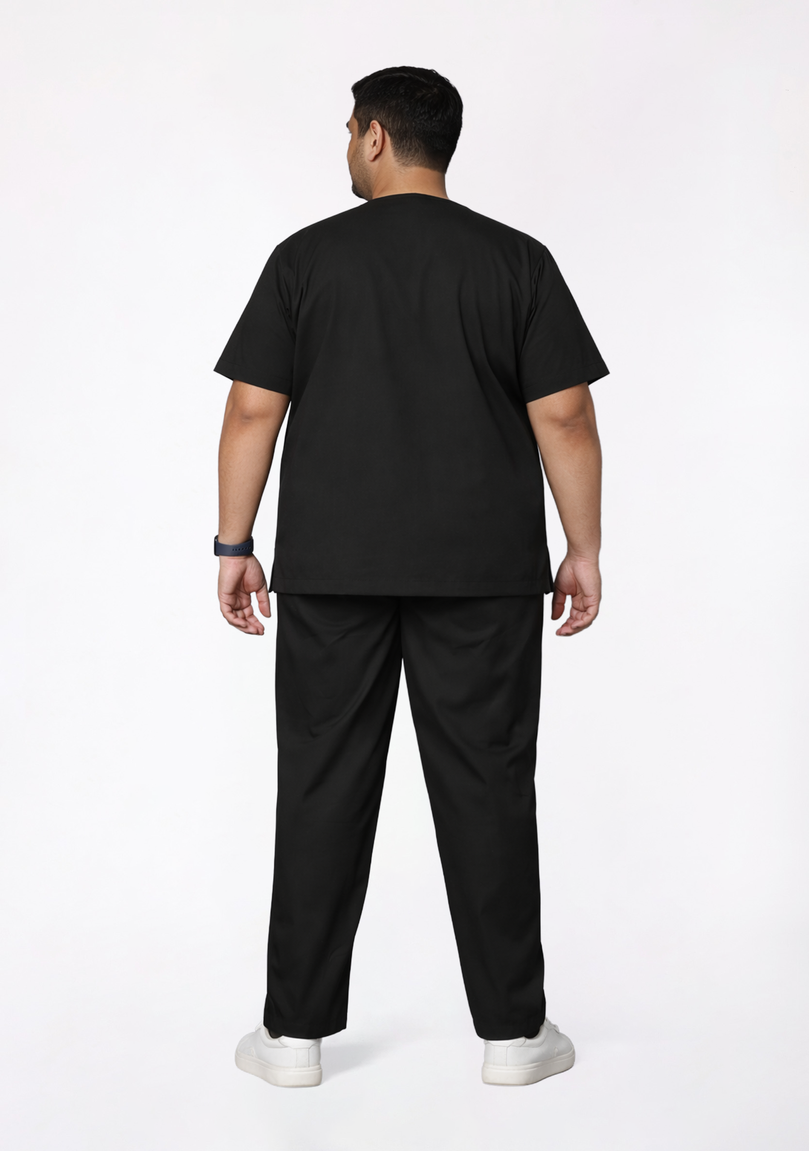 Classic Men's V-Neck (Black) Plus Size Scrub