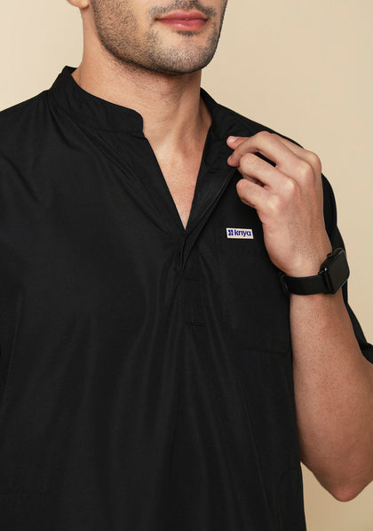 Classic Men's 5-Pocket Mandarin Collar (Black) Scrub