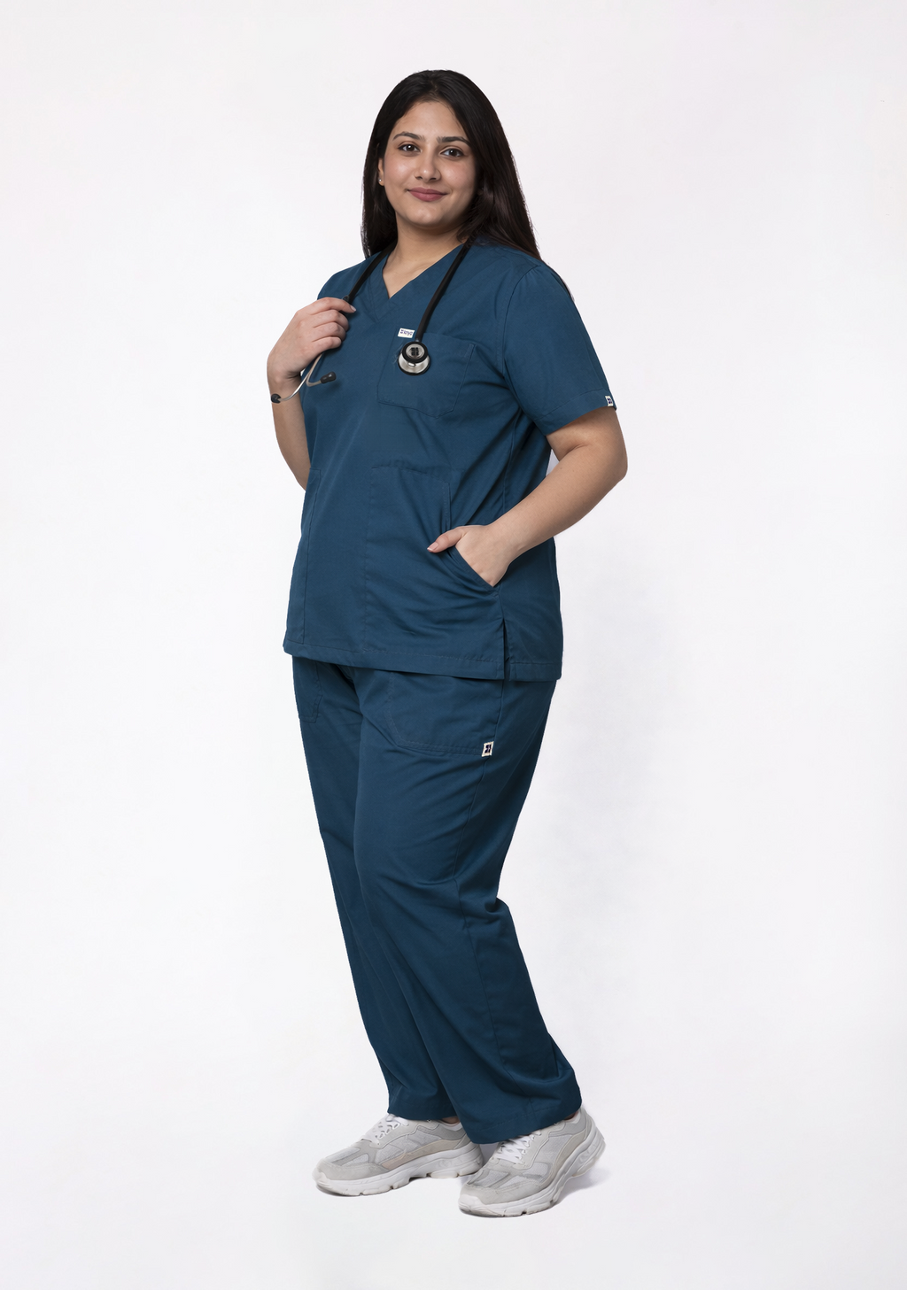 Classic Women's V-Neck (Forest Green) Plus Size Scrub