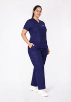 Classic Women's V-Neck (Navy) Plus Size Scrub
